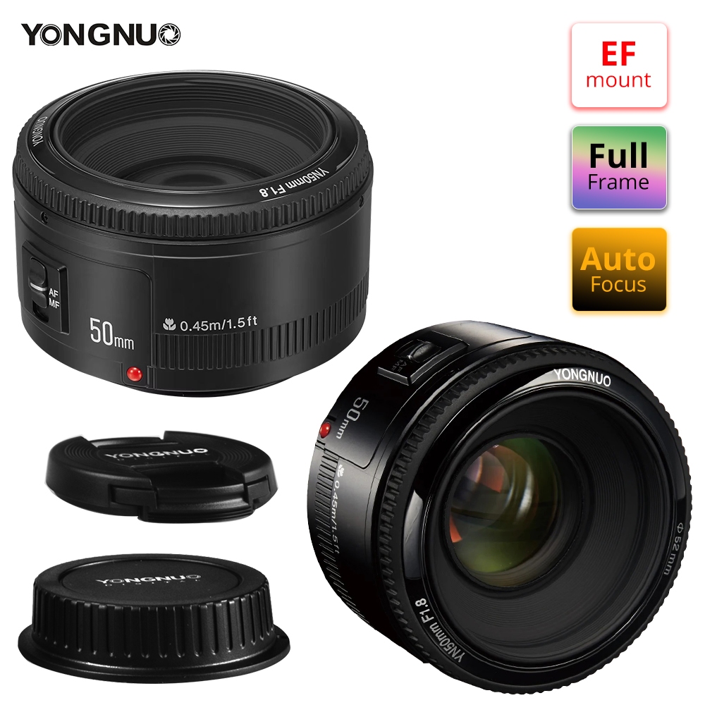 Yongnuo-yn50mm f1.8 เลนส์โฟกัสอัตโนมัติรูรับแสงกว้างสําหรับ Nikon IL EOS 60D 70D 5D3 600d กล้องดิจิต