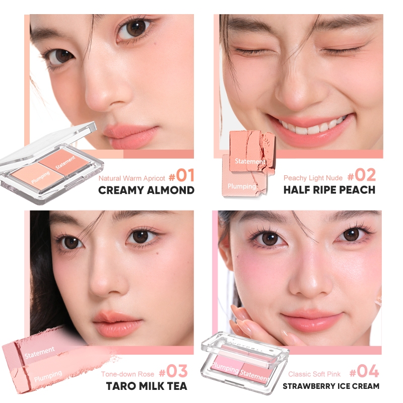 Judydoll Blush Palette Duos Creamy สําหรับผู้เริ่มต้น Matte Powder เครื่องสําอาง Face Cheeks 6g - รูปที่ 2