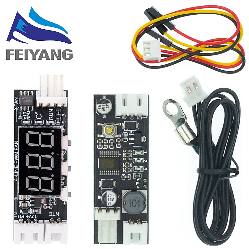 เดี่ยว 12V 0.8A DC PWM 2-3 สายพัดลมควบคุมอุณหภูมิควบคุมความเร็วแชสซีคอมพิวเตอร์โมดูลลดเสียงรบกวน NTC B 50K 3950