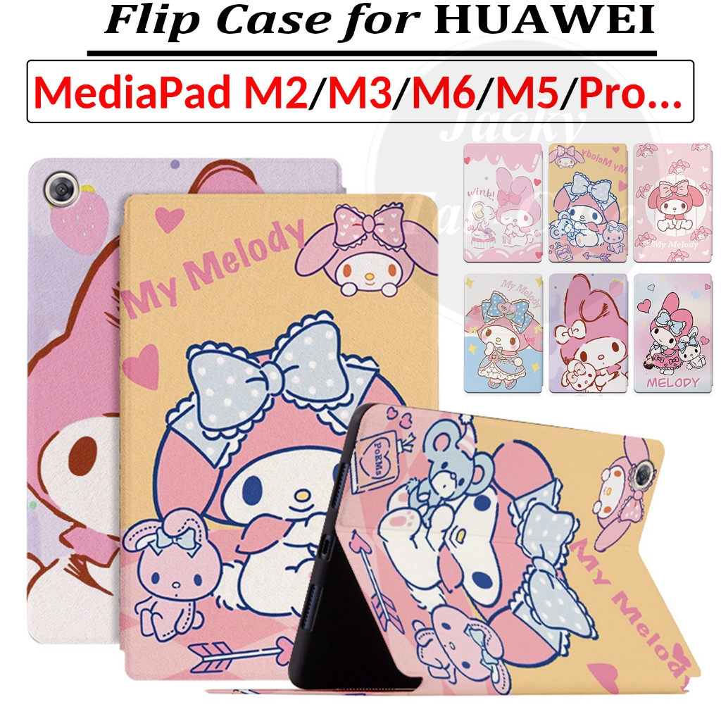 สําหรับ Huawei MediaPad M6 M5 10 Pro Lite M3 M2 8 8.4 10.1 10.8 นิ้วแฟชั่นหนังขาตั้งน่ารัก Melody ฝา