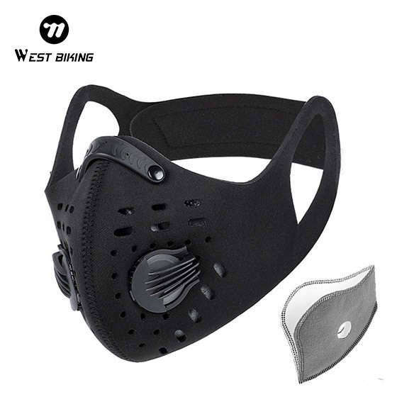 WEST BIKING หน้ากากกรองฝุ่น PM 2.5 คาร์บอน พร้อมตัวกรอง สําหรับเล่นกีฬา