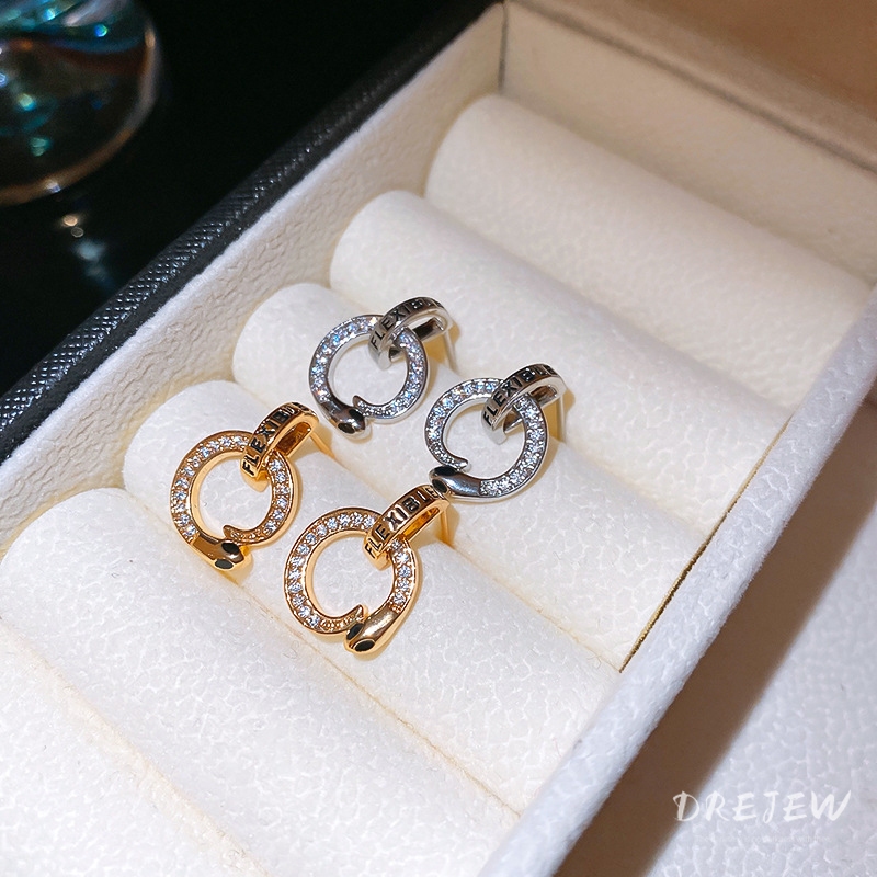 เดรช ชุบทองแท้เข็มเงินหยดน้ํามันเพทายต่างหูตัวอักษรรูปงู ราคา ถูกที่สุด ดีลบีเคเค แกลเลอรีภาพที่ 3