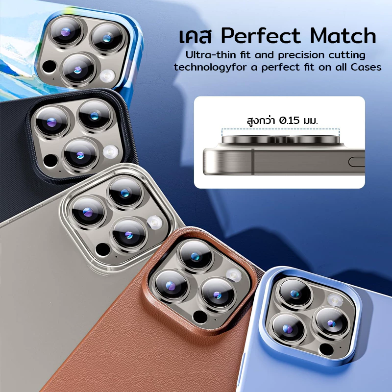 กระจกกันรอยเลนส์กล้อง iPhone 16 Pro Max/16 Pro/16/15/14/13/12/11 thumbnail 7