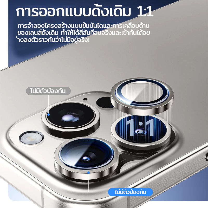 กระจกกันรอยเลนส์กล้อง iPhone 16 Pro Max/16 Pro/16/15/14/13/12/11 thumbnail 3