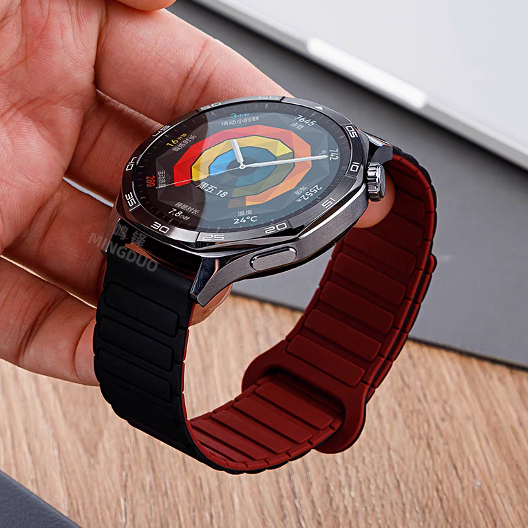 ซิลิโคนแม่เหล็ก 22 มม.สายรัดข้อมือเหมาะสําหรับ Huawei Watch GT6/gt5/gt4/gt3/gt6pro 46 มม.กีฬา watch5/4PRO สายคล้อง 20 มม./18 มม.Universal