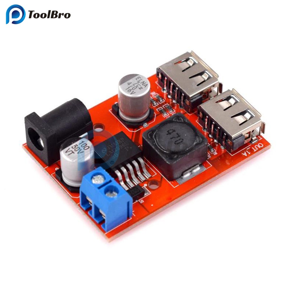 Lm2596 LM2596S Dual USB DC-DC 9V 12V 24V 36V ถึง 5V 3A Step Down Buck Converter Board Car Charger โมดูลแหล่งจ่ายไฟพลังงานแสงอาทิตย์