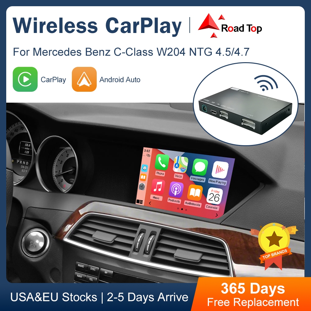 ไร้สาย CarPlay Android ถอดรหัสอัตโนมัติสําหรับ Mercedes Benz C-Class W204 NTG 4.5/4.7 ระบบ 2011-2014