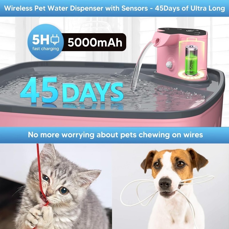 สุนัขน้ำพุไร้สาย 5200mAh 8L ใหญ่ สำหรับสัตว์เลี้ยง ปั๊มอัตโนมัติ พร้อมเซ็นเซอร์ | แบตเตอรี่ยาวนาน ราคา ถูกที่สุด ดีลบีเคเค แกลเลอรีภาพที่ 5