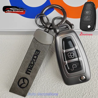 เคสกุญแจรถยนต์ Mazda สําหรับ Mazda BT-50 / BT-50pro ปลอกกุญแจ พวงกุญแจรถขี้เถ้าโลหะ 2 ปุ่ม