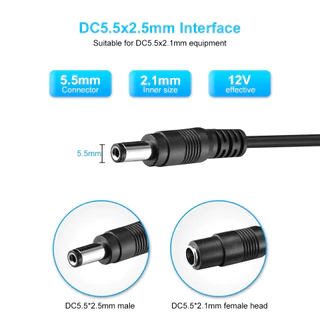 5m 12V DC Power Supply สายไฟ (5.5 มม.* 2.1 มม.) ชายหญิงสายไฟขยายสายไฟสายไฟอะแดปเตอร์สําหรับกล้องวงจรปิด IP กล้อง