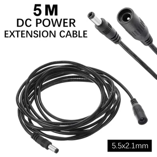 5m 12V DC Power Supply สายไฟ (5.5 มม.* 2.1 มม.) ชายหญิงสายไฟขยายสายไฟสายไฟอะแดปเตอร์สําหรับกล้องวงจรปิด IP กล้อง