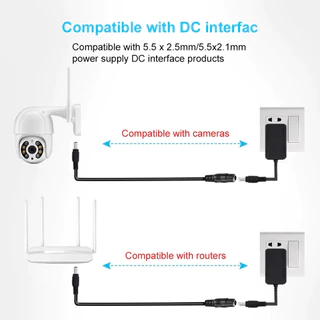 5m 12V DC Power Supply สายไฟ (5.5 มม.* 2.1 มม.) ชายหญิงสายไฟขยายสายไฟสายไฟอะแดปเตอร์สําหรับกล้องวงจรปิด IP กล้อง