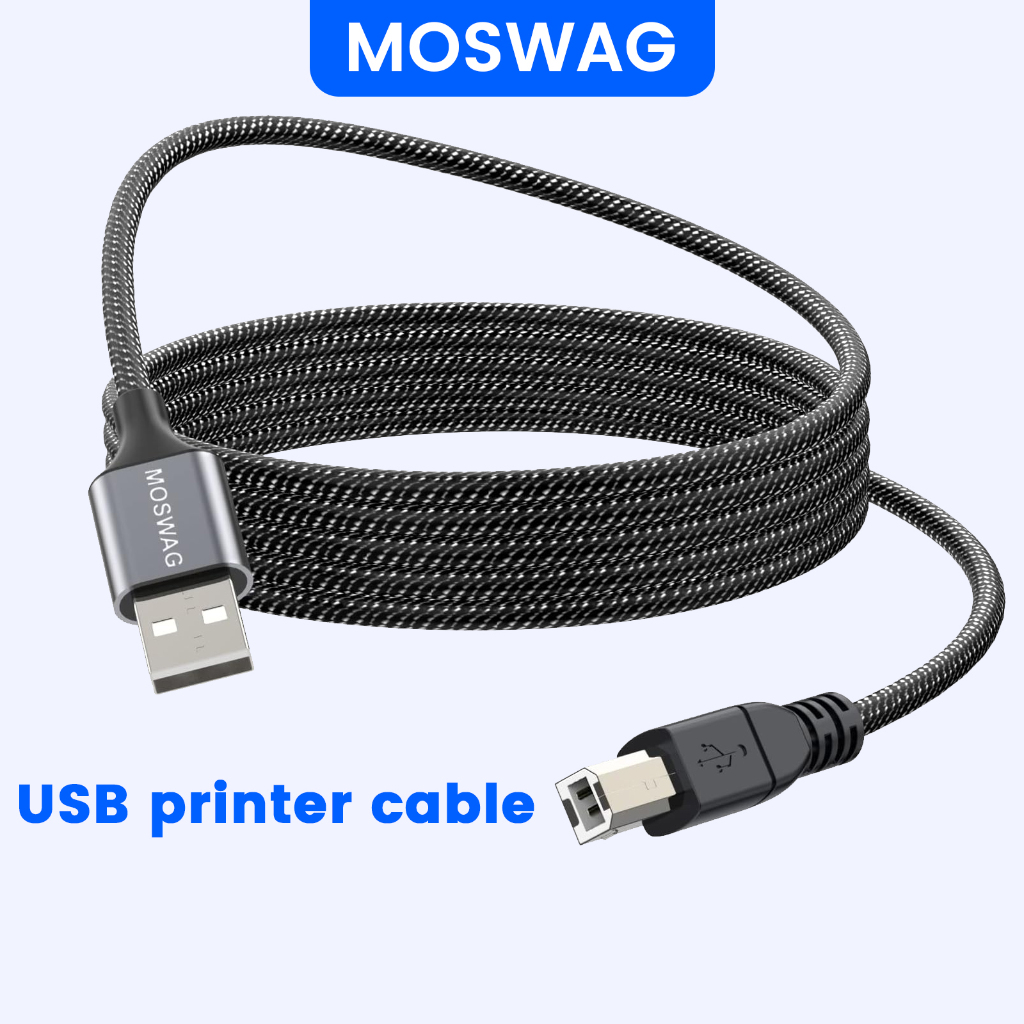 MOSWAG สายเครื่องพิมพ์ USB Type A ถึง Type B USB 2.0 Scanner Cord ความเร็วสูงสําหรับสายเครื่องพิมพ์