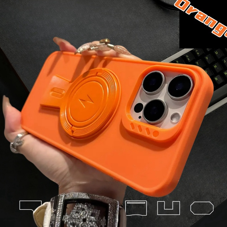 【Bracket/TPU soft case/Orange】เคส compatible for iphone 11 12 13 14 15 16 pro max case