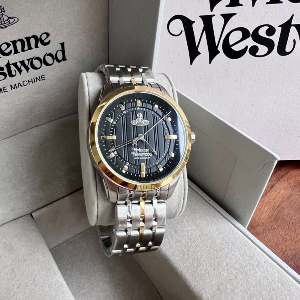 Vivienne Westwood Four-Color Gold Strap แหวนเพชรนาฬิกา VV262BKSG ชาย/หญิงสไตล์เดียวกัน 38 มม.