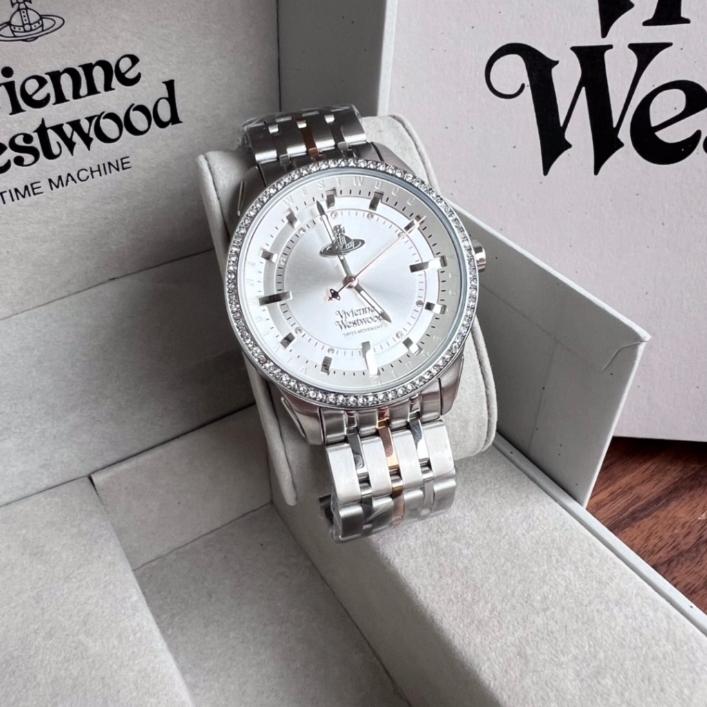 Vivienne Westwood Four-Color Gold Strap แหวนเพชรนาฬิกา VV262BKSG ชาย/หญิงสไตล์เดียวกัน 38 มม.