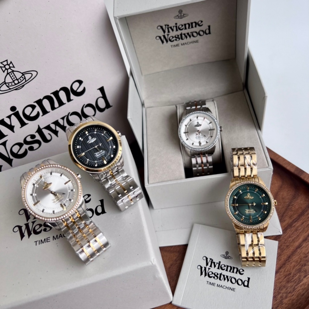 Vivienne Westwood Four-Color Gold Strap แหวนเพชรนาฬิกา VV262BKSG ชาย/หญิงสไตล์เดียวกัน 38 มม.