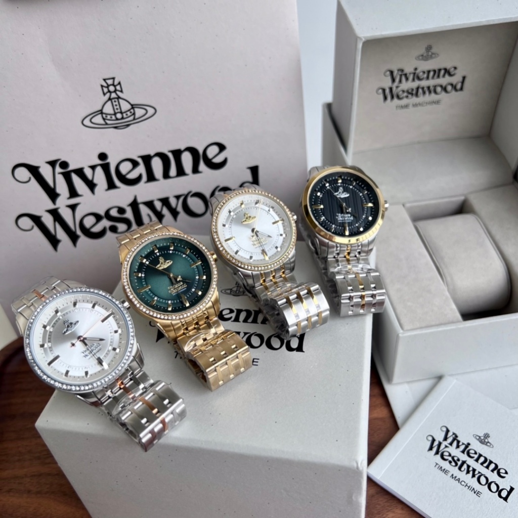 Vivienne Westwood Four-Color Gold Strap แหวนเพชรนาฬิกา VV262BKSG ชาย/หญิงสไตล์เดียวกัน 38 มม.