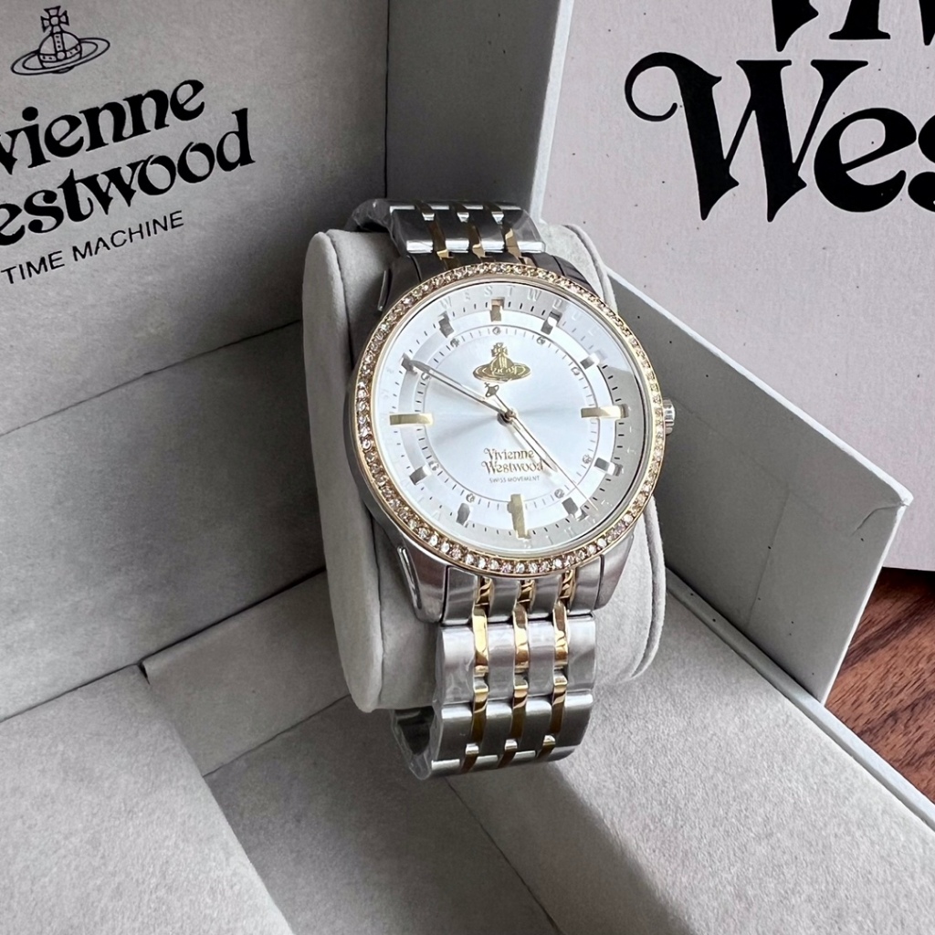 Vivienne Westwood Four-Color Gold Strap แหวนเพชรนาฬิกา VV262BKSG ชาย/หญิงสไตล์เดียวกัน 38 มม.