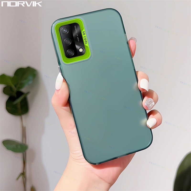 [NORQIK] Hard IMD Casing สําหรับ OPPO A74 4G/A95 4G เคสโทรศัพท์กันกระแทก Luxury Aurora laser Translucent Protection Back Cover JD004