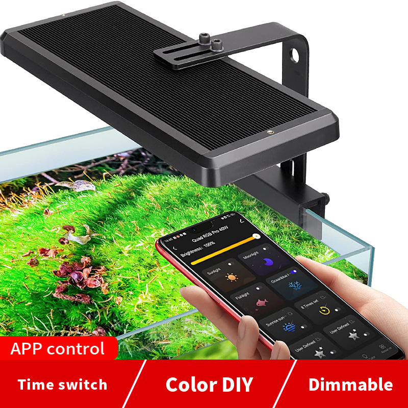 （การจัดส่งที่รวดเร็ว)38w Smart App LED Aquarium Light RGB Pro LEDs พร้อม Sunrise-Daylight-Moonlight DIY Timer Clip On Pendant Light