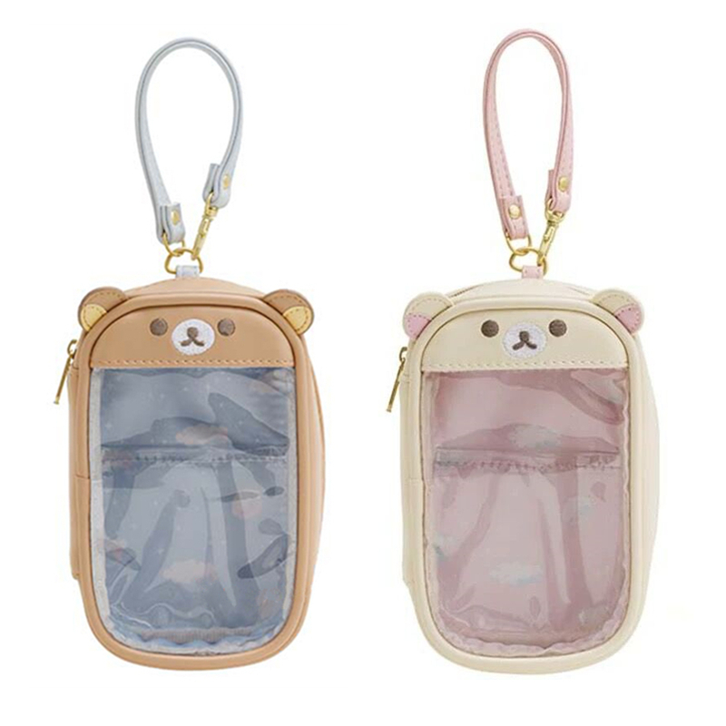 Rilakkuma Korilakkuma Bear Itabag โปร่งใสตุ๊กตาตุ๊กตากระเป๋าพวงกุญแจ Kawaii น่ารัก Clear Organizer กระเป๋าเก็บ