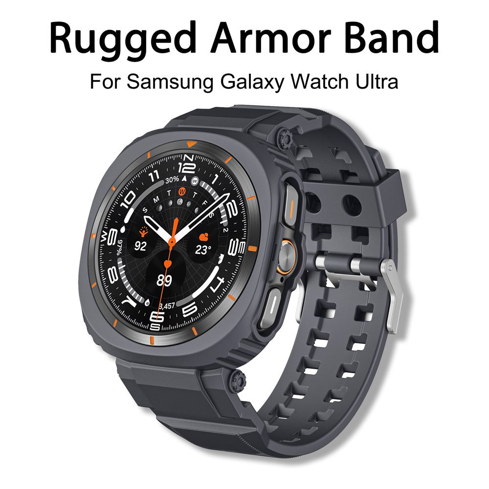 เกราะที่ทนทานสาย Pro + เคสสําหรับ Samsung Galaxy Watch Ultra Watchband 2 in 1 Design TPU ซิลิโคน Integral Band พร้อมป้องกันกรณีสําหรับ Samsung Galaxy Ultra 47 มม.คลุมทั้งหมดกรณี