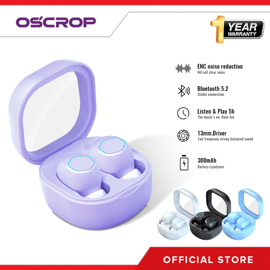 OSCROP M21หูฟังบลูทูธ เข้ากันได้กับระบบ iOS และ Android 5.3หูฟังไร้สาย การรับประกัน 1 ปี