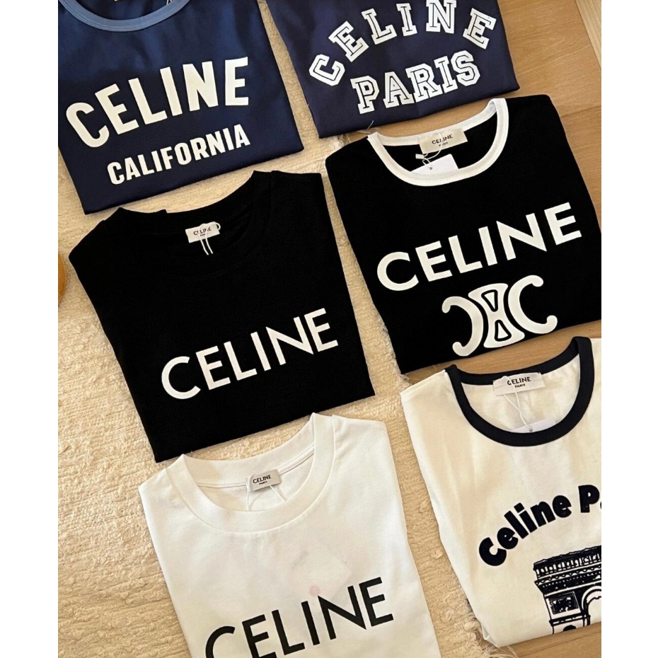 Ce 2024 ใหม่ผู้หญิง LETTER LOGO SHORT-SLEEVED เสื้อยืดผ้าฝ้าย