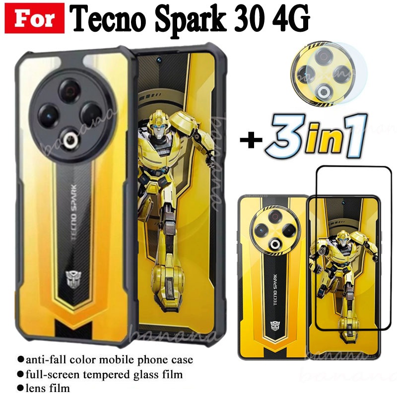 3 IN 1 Tecno Spark 30 4G Anti-fall โทรศัพท์มือถือสําหรับ Tecno Spark 30 Pro 30C Spark Go 1 Go 2025 ฟิล์มกระจกนิรภัย + ฟิล์มเลนส์