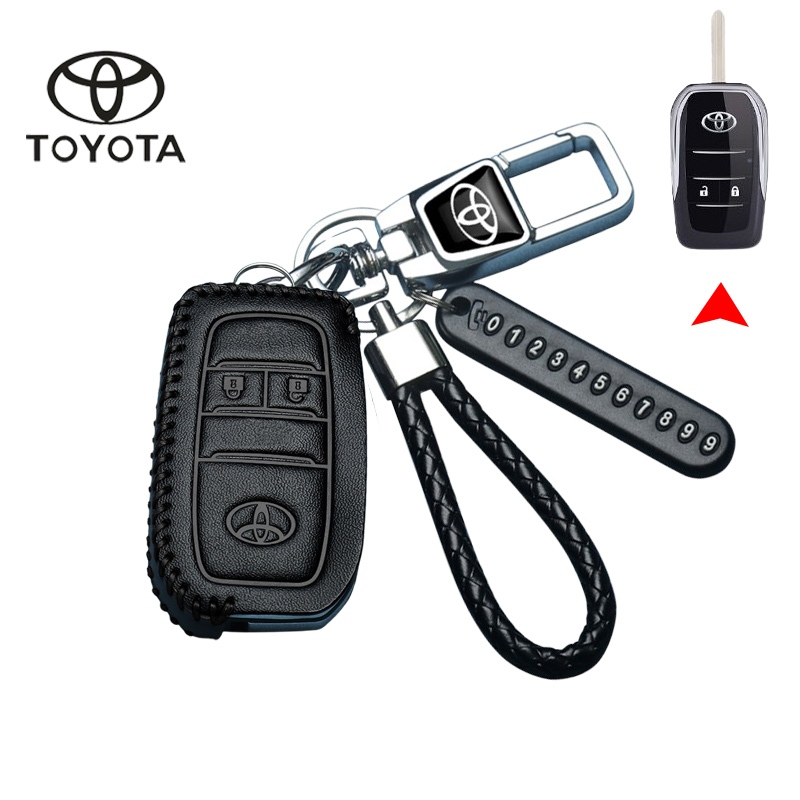 Toyota รถ Remote Key สําหรับ Toyota vigo/fortuner/vios/yaris/camry Key Cover Toyota ของแท้หนังดัดแปลงพับ Key Case พวงกุญแจ