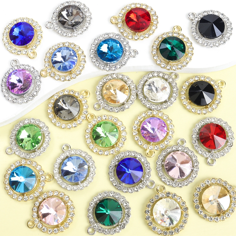 10ชิ้นแสงหรูหราออกแบบคริสตัลที่มีสีสัน พลอยเทียม ฝังรอบเสน่ห์สําหรับ ทําเอง สง่างาม กลามอรัส สุภาพสตรีเครื่องประดับที่ละเอียดอ่อนเสื้อกันหนาวโซ่สร้อยคอต่างหูเงาเรขาคณิตจี้