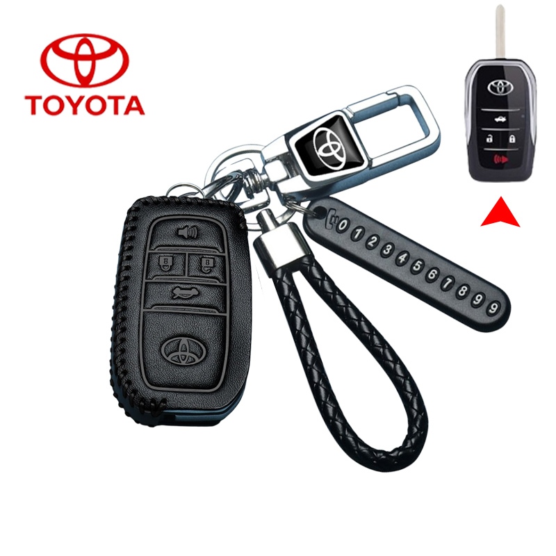 Toyota ของแท้หนังดัดแปลงพับรถ Remote Key สําหรับ Toyota vigo/innova/altis/camry ฝาครอบกุญแจผู้ถือ Anti-lost จํานวนแผ่นพวงกุญแจอุปกรณ์เสริม