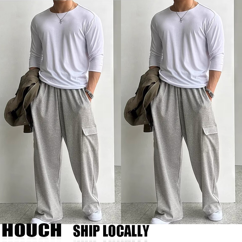 Houch พร้อมส่ง COD กางเกงผู้ชายเกาหลีคุณภาพสูงแฟชั่นตรงกางเกงลําลองกางเกงเกาหลี