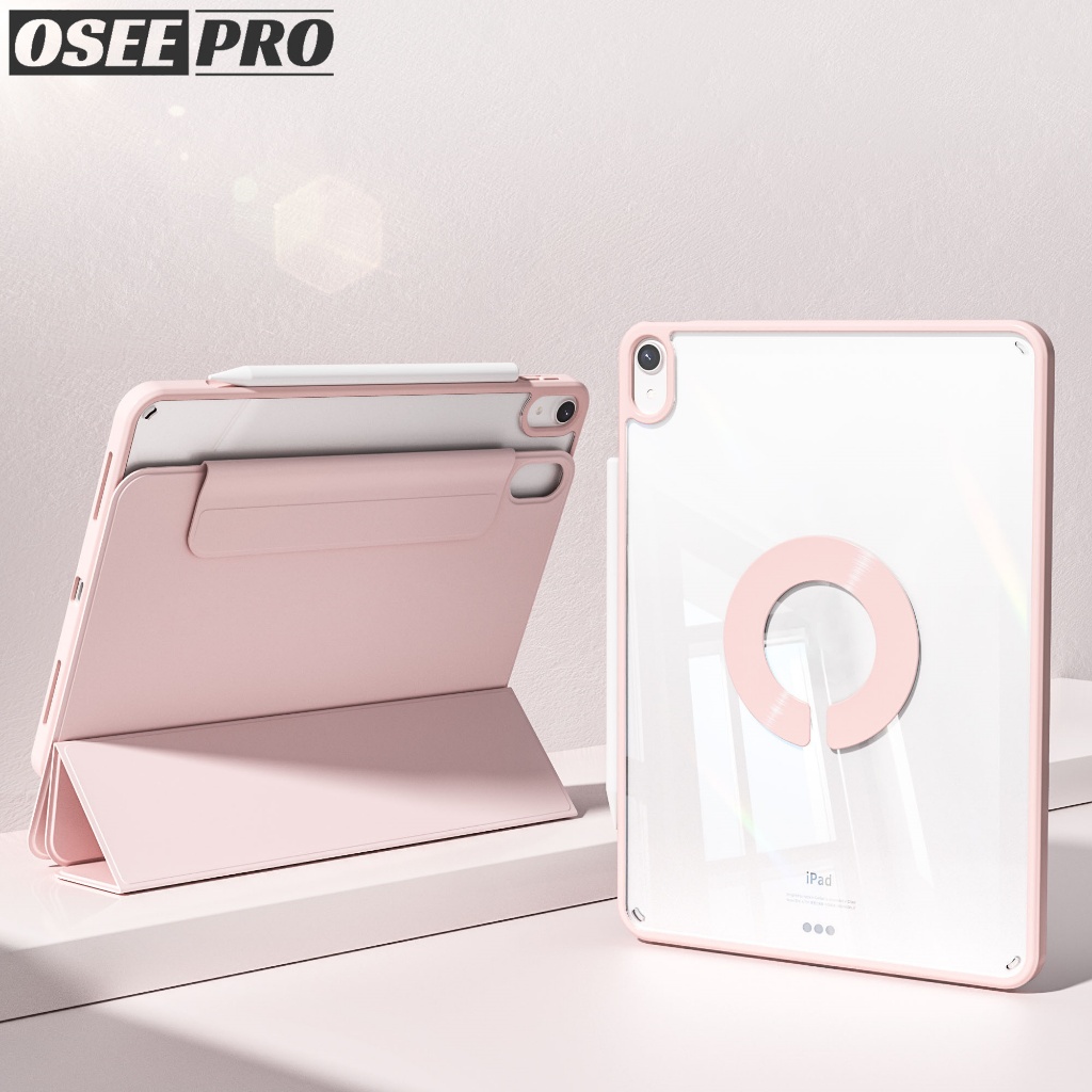 Osee Pro เคสแม่เหล็ก 3-in-1 ถอดได้ หมุนได้ ปรับความสูงได้ สําหรับ iPad Pro 13/11 นิ้ว, Air 7/6/5/4, Gen 10, รุ่น 7/8/9, Mini 6/7