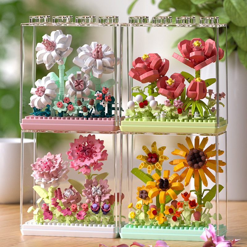 Building Blocks Flower Series Eternal Flower 7323-7326 ของเล่นของขวัญสําหรับเด็กผู้หญิงเด็กผู้ชาย