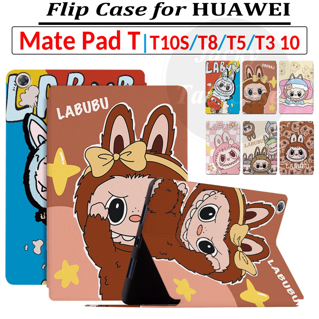 สําหรับhuawei MatePad T 10S T8 T10S T10 MediaPad T3 T5 10.1 9.7 9.6 8 นิ้วแฟชั่นLABUBUหนังFlip Stand Cover Kobe2-L03 KOB2-L09 AGS2-L03 AGS2-L03 AGS2-L03 AGS2-L09-L03 AGS2-W09 TRK3