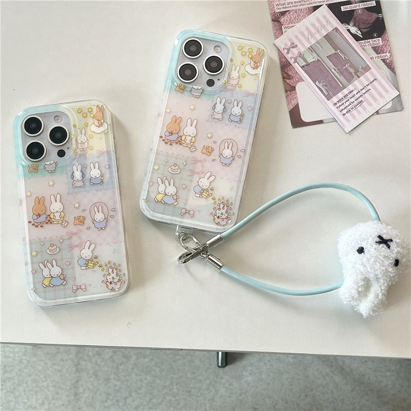 Iphone 16 Promax 15 Promax Miffy ลายกระต่ายวัสดุ TPU กระบวนการ IMD เคสโทรศัพท์แบบรวมทุกอย่าง