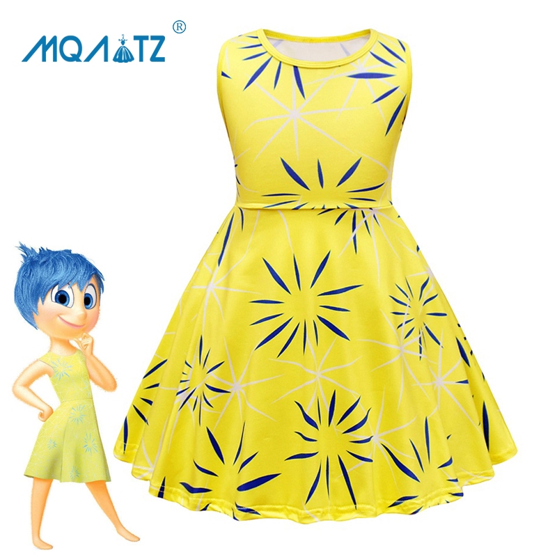 Mqatz ภายในออกสาวชุดคอสเพลย์สีเหลืองเด็กเครื่องแต่งกายแขนกุดชุดเจ้าหญิงพรรค2-10ปี ATNTG02