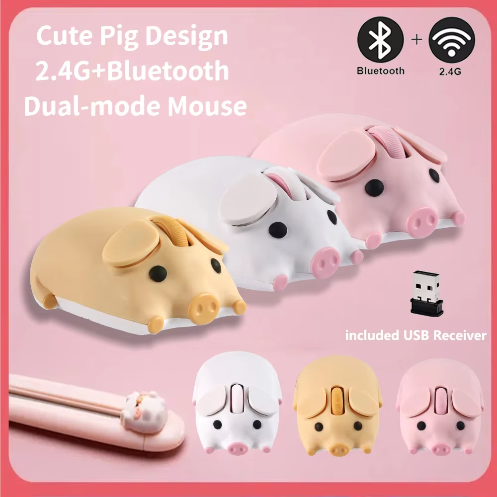 เมาส์ไร้สายบลูทูธ 2.4G Ergonomic Mini 3D Optical Mouse น่ารักการ์ตูน Creative Mute เมาส์เมาส์ไร้สายเด็กของขวัญเม้าส์คอมพิวเตอร์เมาส์สําหรับเล่นเกมสําหรับ PC แล็ปท็อป Ipad