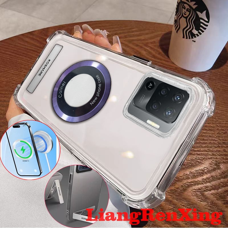 FOR เคส Case สำหรับ OPPO A94 4G  OPPO Reno 5F reno5 F โทรศัพท์ปลอก softcase ล้างกันกระแทกที่ครอบการออกแบบใหม่ความงามที่ชัดเจนกับผู้ถือไร้สาย tmcbcx01แม่เหล็ก - รูปที่ 2