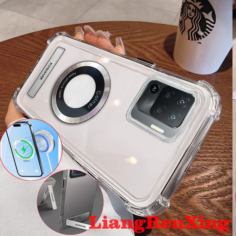 FOR เคส Case สำหรับ OPPO A94 4G  OPPO Reno 5F reno5 F โทรศัพท์ปลอก softcase ล้างกันกระแทกที่ครอบการออกแบบใหม่ความงามที่ชัดเจนกับผู้ถือไร้สาย tmcbcx01แม่เหล็ก - รูปที่ 3