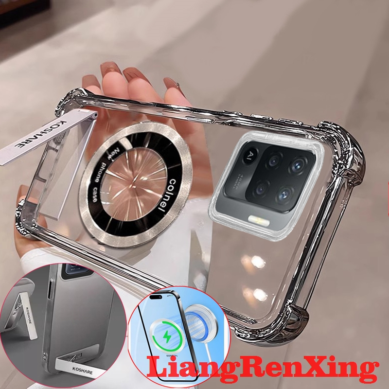 FOR เคส Case สำหรับ OPPO A94 4G  OPPO Reno 5F reno5 F โทรศัพท์ปลอก softcase ล้างกันกระแทกที่ครอบการออกแบบใหม่ความงามที่ชัดเจนกับผู้ถือไร้สาย tmcbcx01แม่เหล็ก