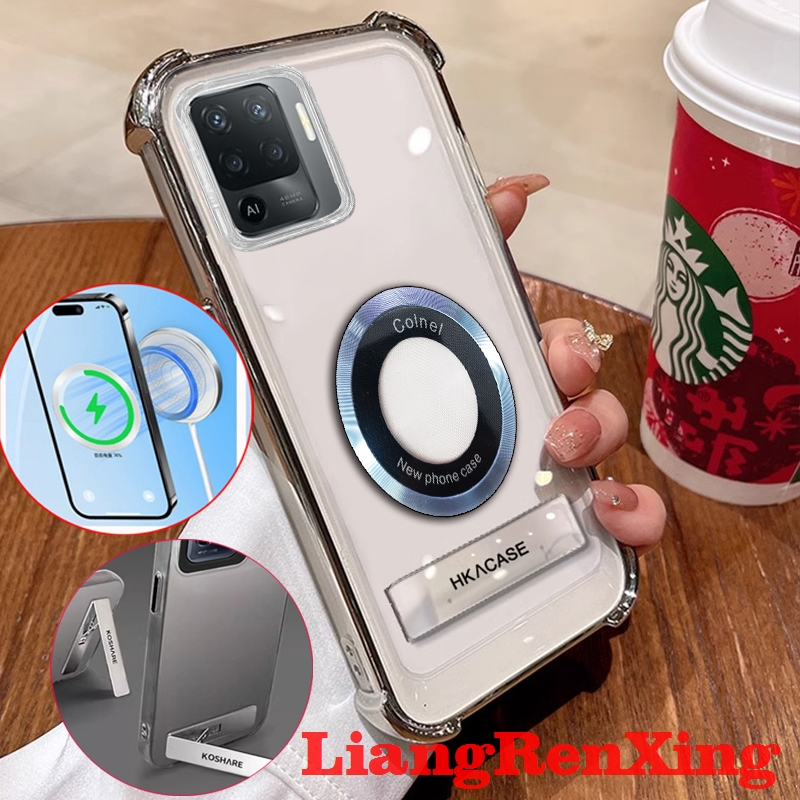 FOR เคส Case สำหรับ OPPO A94 4G  OPPO Reno 5F reno5 F โทรศัพท์ปลอก softcase ล้างกันกระแทกที่ครอบการออกแบบใหม่ความงามที่ชัดเจนกับผู้ถือไร้สาย tmcbcx01แม่เหล็ก - รูปที่ 4