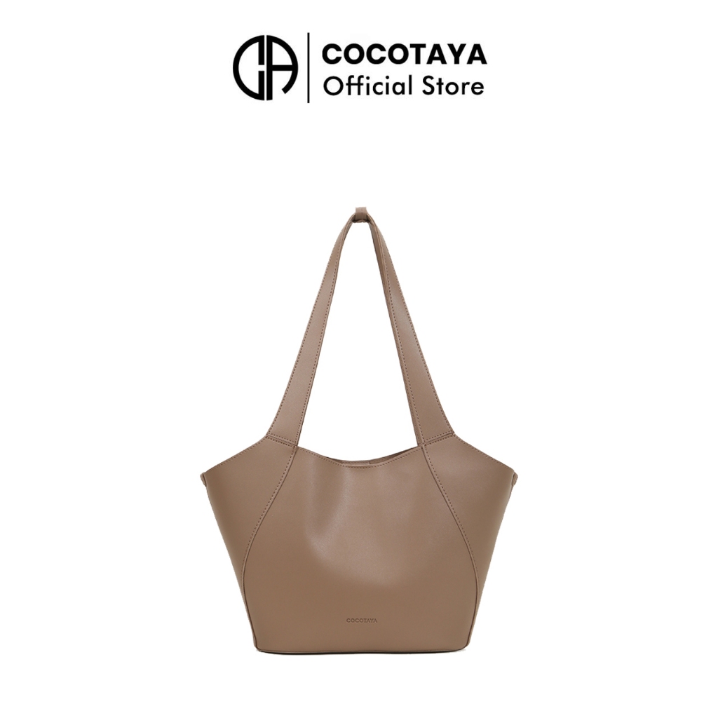 (COCOTAYA)    กระเป๋าหนัง PU ไหล่ขนาดใหญ่ ถือมือ มีกระเป๋าเล็กแถม 1 ใบ
