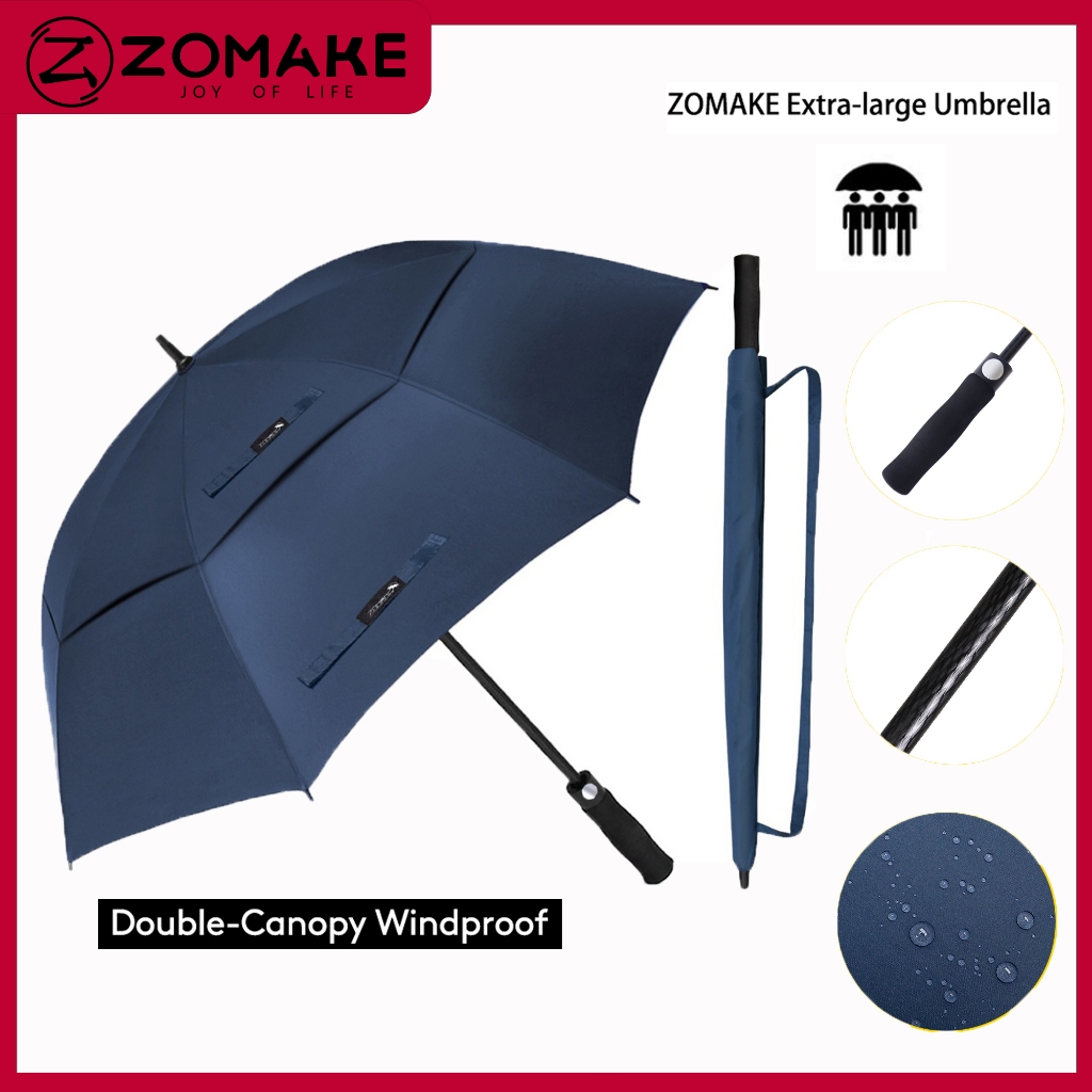 Zomake ร่มใหญ่ ขนาดใหญ่พิเศษ สําหรับนักธุรกิจ กอล์ฟ หลังคาคู่ กันลม Payung (2-3 คน)
