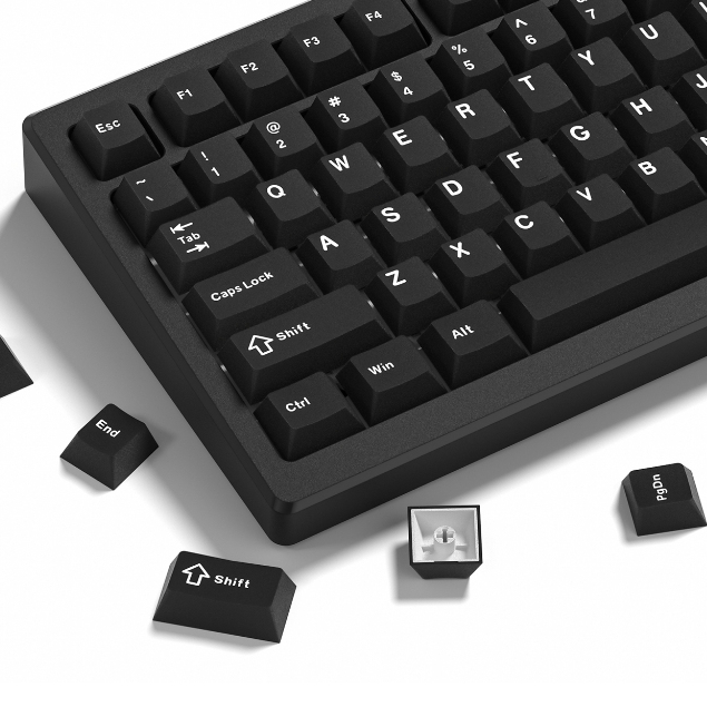 124 คีย์สีดําบริสุทธิ์ที่กําหนดเอง PBT Doubleshot Keycaps โปรไฟล์เชอร์รี่ชุดหมวกกุญแจ