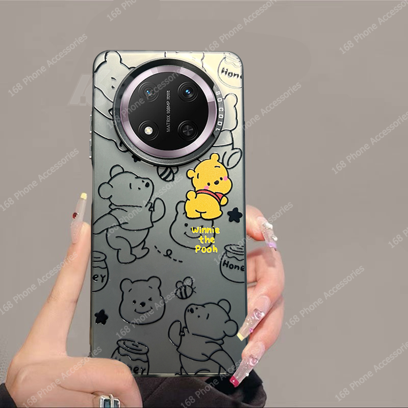 เคส Honor X9C X9B X9A 5G เคส Honor X9C Smart เคสกันกระแทก Winnie the Pooh และ Lotso Bear เคสหรูหรา ชุบปุ่มแข็ง เคลือบด้าน เคสสําหรับผู้หญิงและผู้ชาย