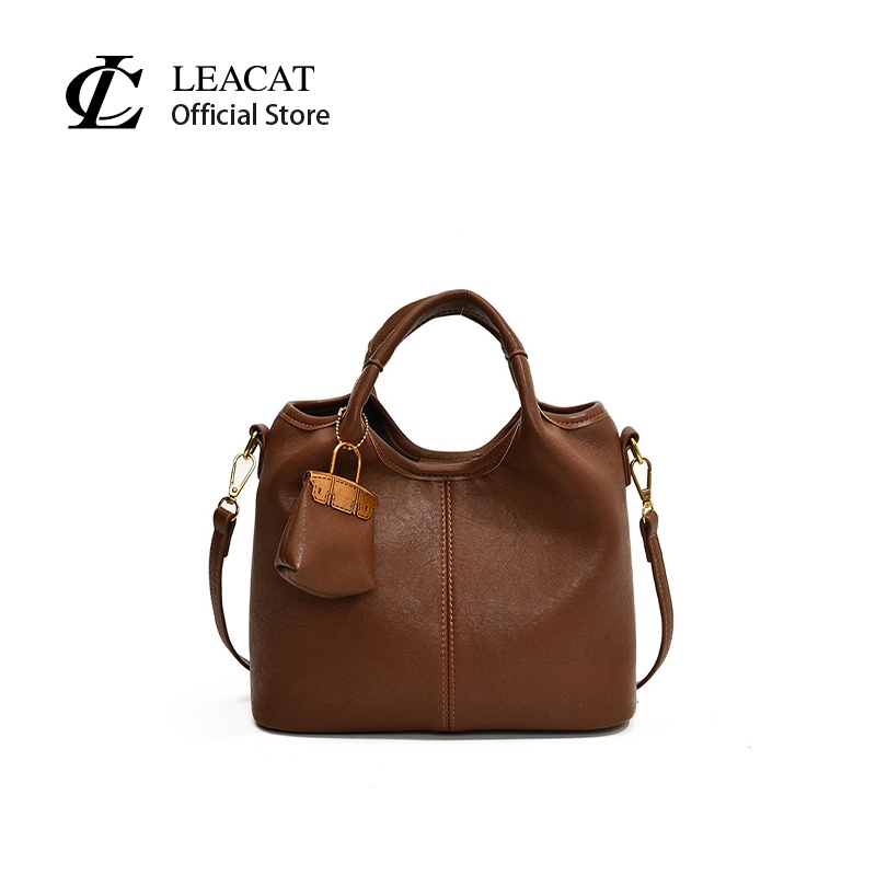 Leacat กระเป๋าพกพาสําหรับผู้หญิงกระเป๋าโท้ทแฟชั่นย้อนยุคเฉพาะกลุ่มกระเป๋าสะพายไห