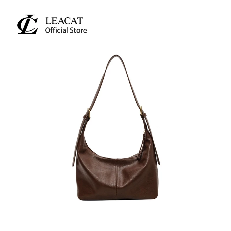 Leacat กระเป๋าระดับไฮเอนด์และความจุขนาดใหญ่กระเป๋าสะพายข้างแฟชั่นสตรีกระเป๋าสะพายไหล่ลําลองและอเนกประสงค์ถังเรียบง่าย